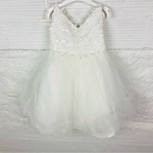 MIAMA white lace tulle ruffle bow fluffy sweetheart, neckline dress size 4